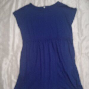 Women's 2XL blue dress round neck no collar short sleeves w/side pockets